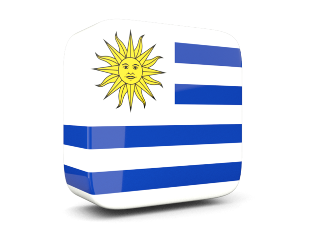 Glossy square icon 3d. Download flag icon of Uruguay at PNG format