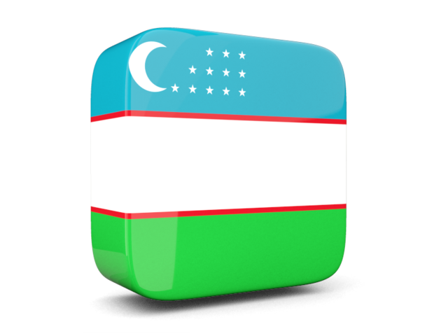 Glossy square icon 3d. Download flag icon of Uzbekistan at PNG format