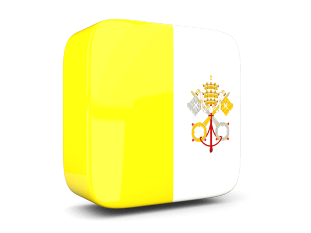 Glossy square icon 3d. Download flag icon of Vatican City at PNG format