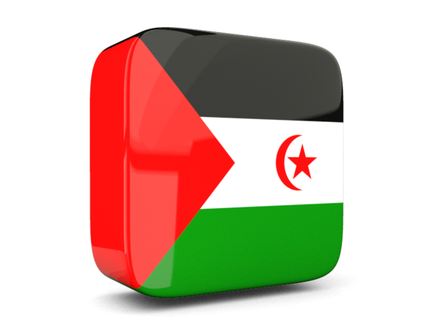 Glossy square icon 3d. Download flag icon of Western Sahara at PNG format
