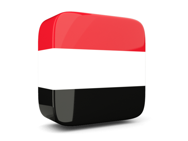 Glossy square icon 3d. Download flag icon of Yemen at PNG format