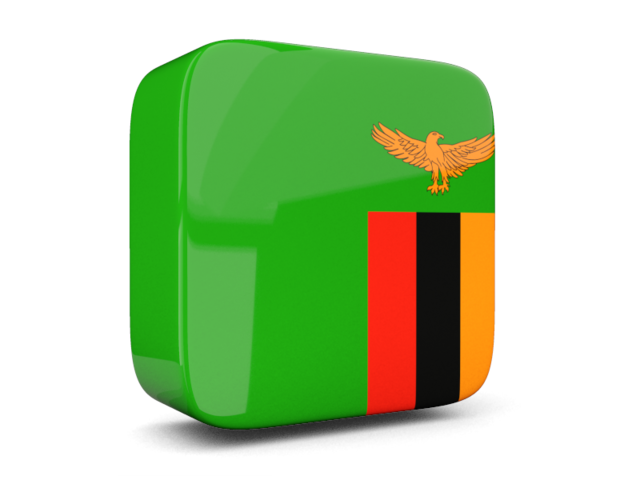Glossy square icon 3d. Download flag icon of Zambia at PNG format
