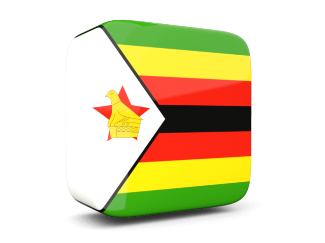 Glossy square icon 3d. Download flag icon of Zimbabwe at PNG format