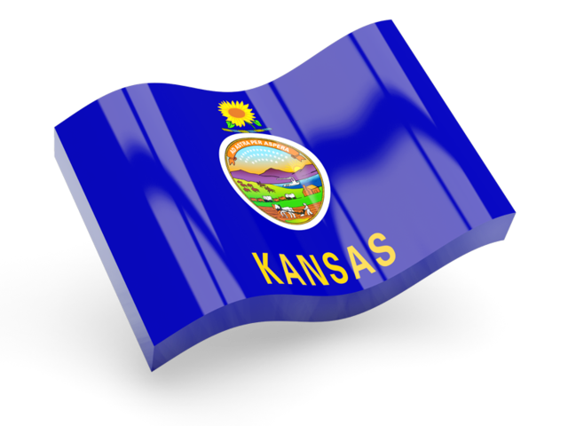 Glossy wave icon. Download flag icon of Kansas