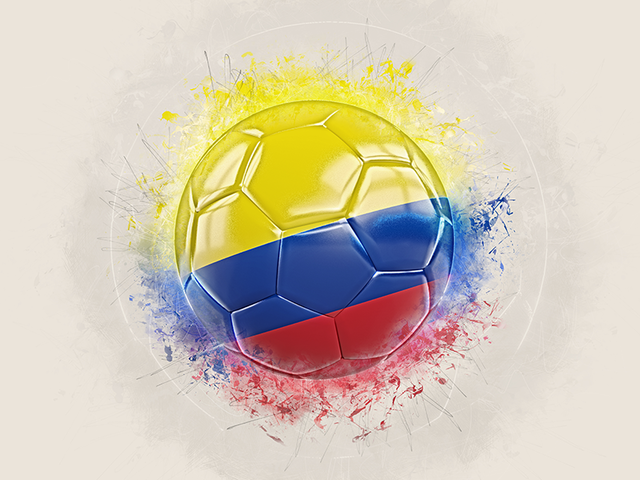 Футбольный мяч в стиле грандж. Скачать флаг. Колумбия