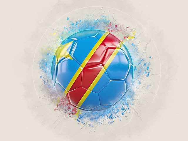 Футбольный мяч в стиле грандж. Скачать флаг. Демократическая Республика Конго