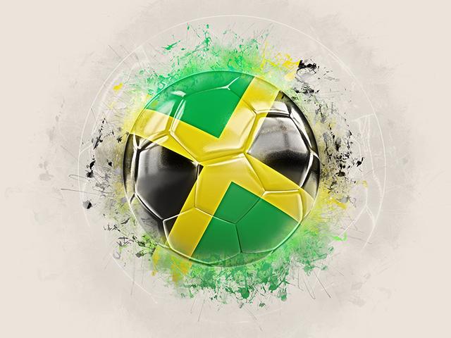Футбольный мяч в стиле грандж. Скачать флаг. Ямайка