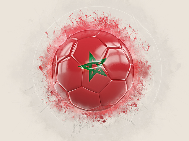 Grunge football. Download flag icon of Morocco at PNG format