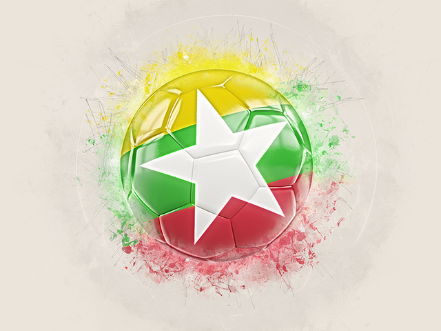 Футбольный мяч в стиле грандж. Скачать флаг. Мьянма