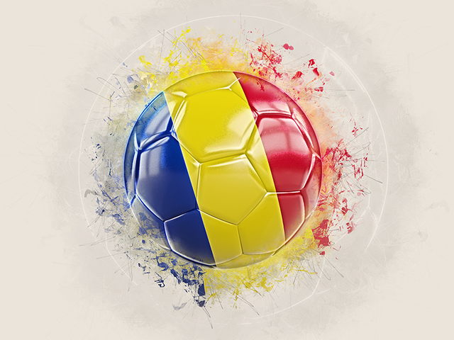 Футбольный мяч в стиле грандж. Скачать флаг. Румыния