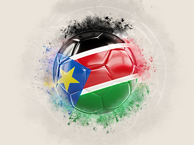 Футбольный мяч в стиле грандж. Скачать флаг. Южный Судан