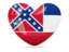 Flag of state of Mississippi. Heart icon. Download icon