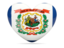 Flag of state of West Virginia. Heart icon. Download icon