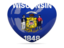 Flag of state of Wisconsin. Heart icon. Download icon