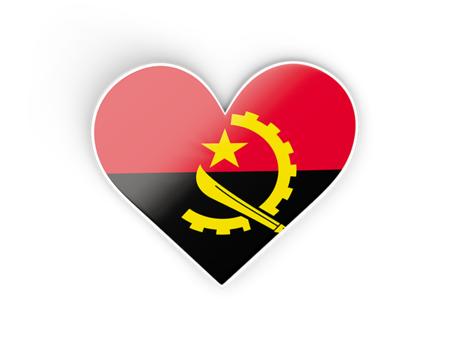 Наклейка в форме сердца. Скачать флаг. Ангола