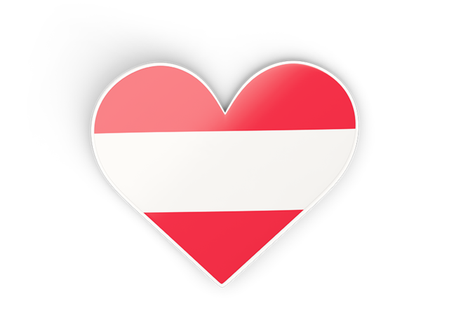 Наклейка в форме сердца. Скачать флаг. Австрия