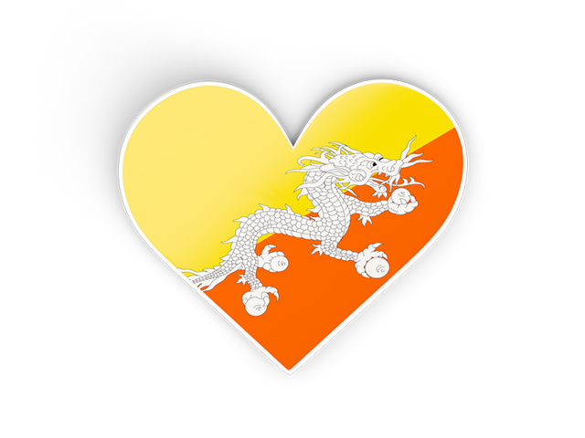 Наклейка в форме сердца. Скачать флаг. Бутан