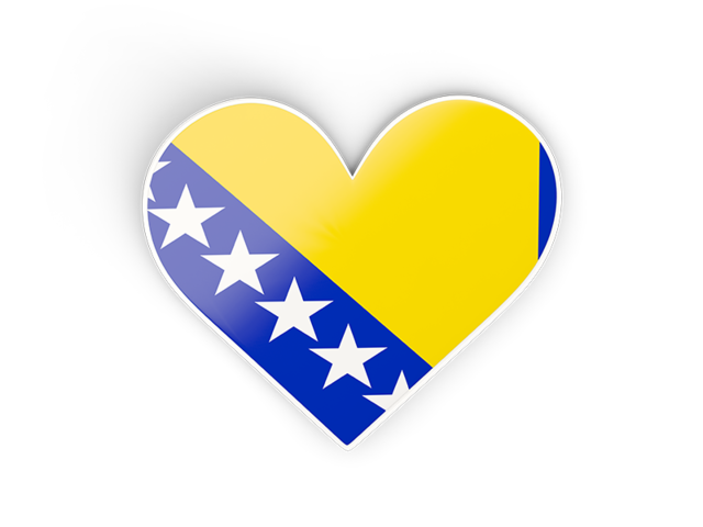 Наклейка в форме сердца. Скачать флаг. Босния и Герцеговина
