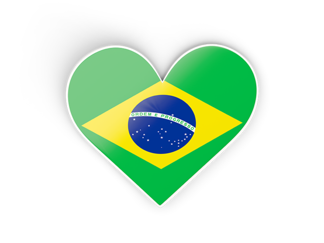 Наклейка в форме сердца. Скачать флаг. Бразилия