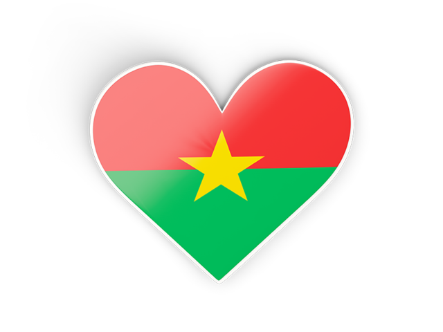 Наклейка в форме сердца. Скачать флаг. Буркина Фасо
