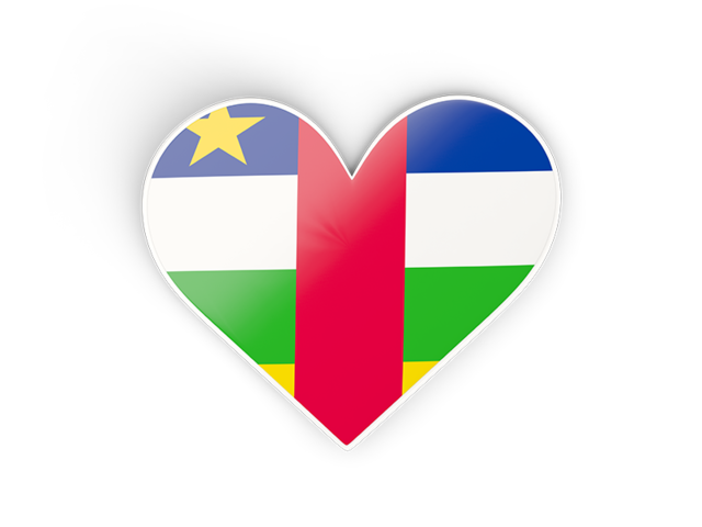 Наклейка в форме сердца. Скачать флаг. Центральноафриканская Республика