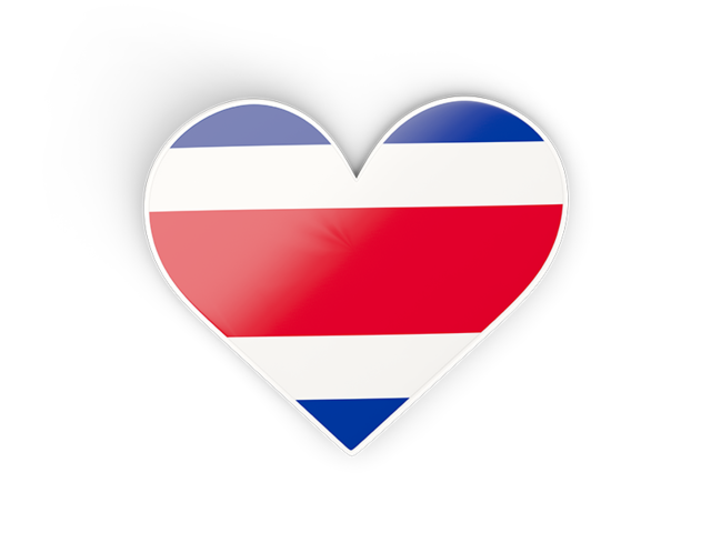 Наклейка в форме сердца. Скачать флаг. Коста-Рика