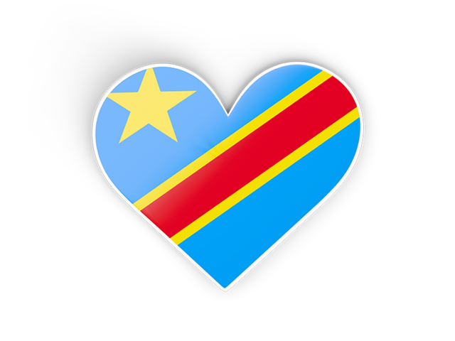 Наклейка в форме сердца. Скачать флаг. Демократическая Республика Конго