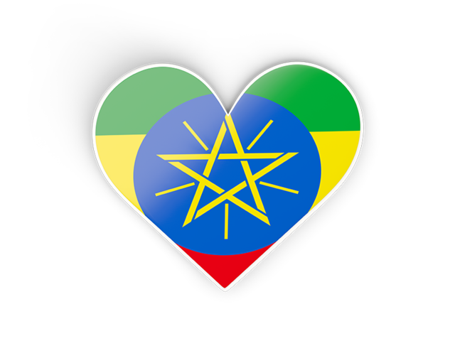Наклейка в форме сердца. Скачать флаг. Эфиопия