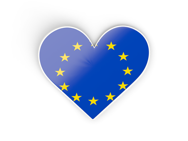 Наклейка в форме сердца. Скачать флаг. Европейский союз