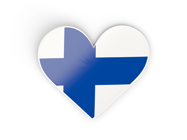Наклейка в форме сердца. Скачать флаг. Финляндия