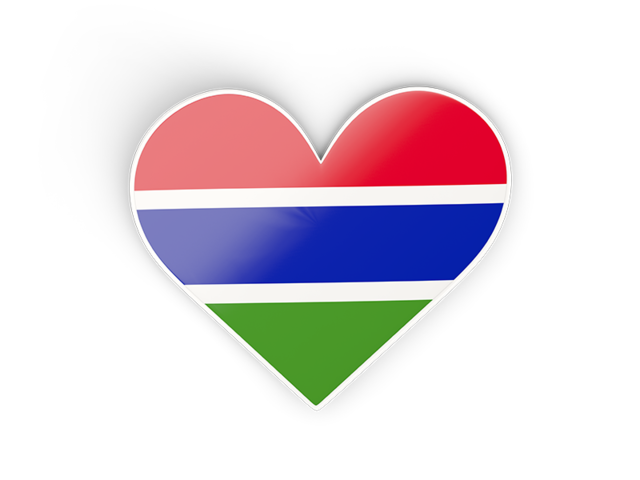 Наклейка в форме сердца. Скачать флаг. Гамбия
