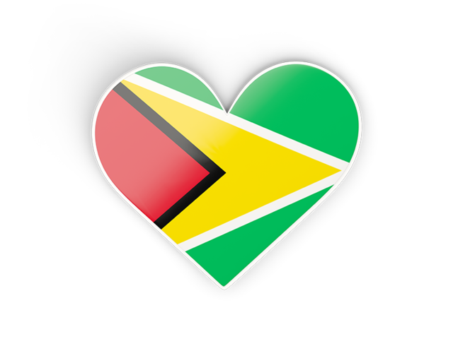 Наклейка в форме сердца. Скачать флаг. Гайана