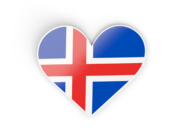 Наклейка в форме сердца. Скачать флаг. Исландия