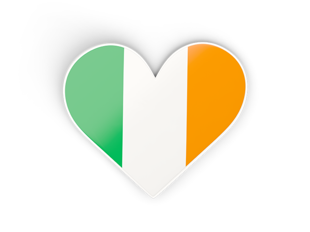 Наклейка в форме сердца. Скачать флаг. Ирландия
