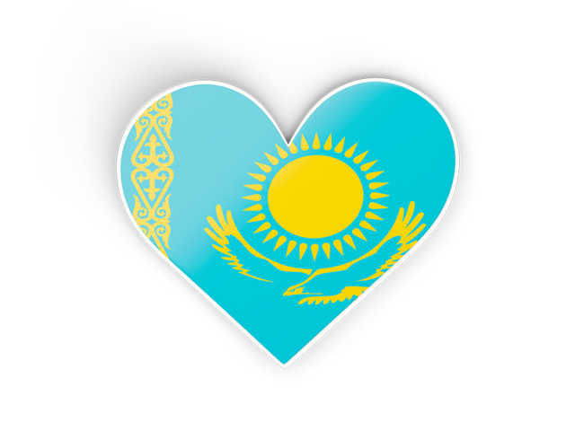 Наклейка в форме сердца. Скачать флаг. Казахстан