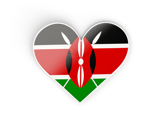 Наклейка в форме сердца. Скачать флаг. Кения