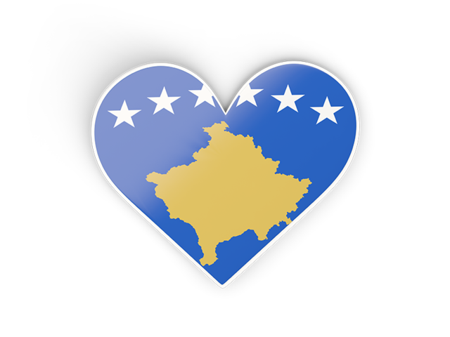 Наклейка в форме сердца. Скачать флаг. Косово