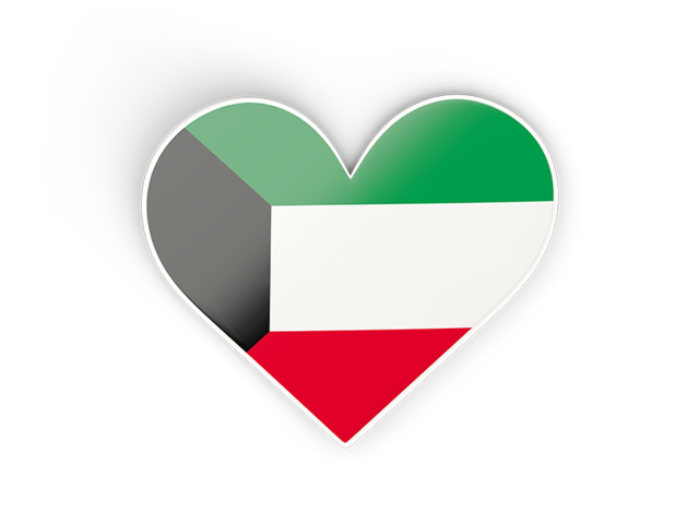 Наклейка в форме сердца. Скачать флаг. Кувейт