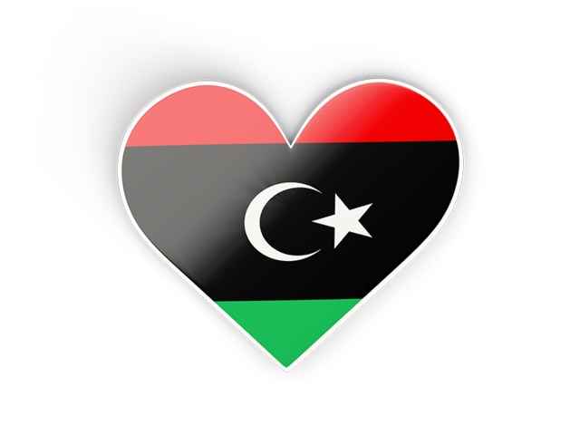 Наклейка в форме сердца. Скачать флаг. Ливия