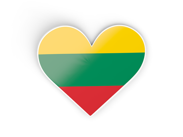 Наклейка в форме сердца. Скачать флаг. Литва