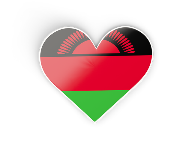 Наклейка в форме сердца. Скачать флаг. Малави