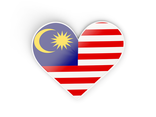 Наклейка в форме сердца. Скачать флаг. Малайзия