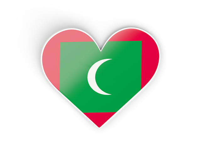 Наклейка в форме сердца. Скачать флаг. Мальдивы