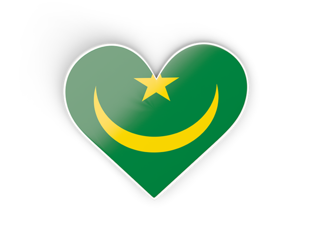 Наклейка в форме сердца. Скачать флаг. Мавритания