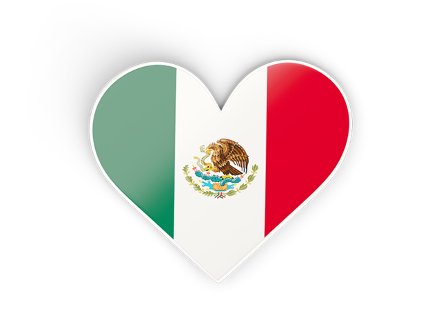 Наклейка в форме сердца. Скачать флаг. Мексика
