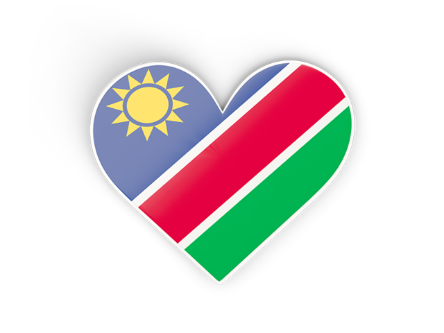 Наклейка в форме сердца. Скачать флаг. Намибия