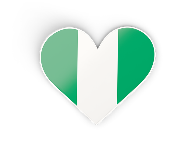Наклейка в форме сердца. Скачать флаг. Нигерия