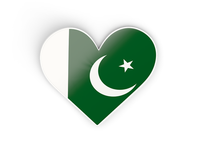 Наклейка в форме сердца. Скачать флаг. Пакистан