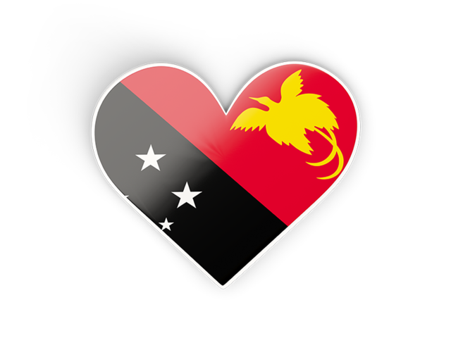 Наклейка в форме сердца. Скачать флаг. Папуа — Новая Гвинея