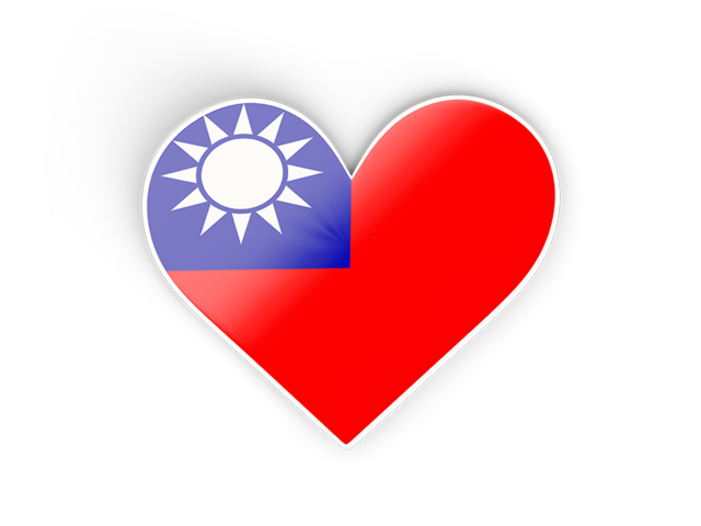 Наклейка в форме сердца. Скачать флаг. Тайвань